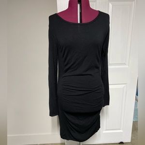 Express ruched fitted sweater dress - black